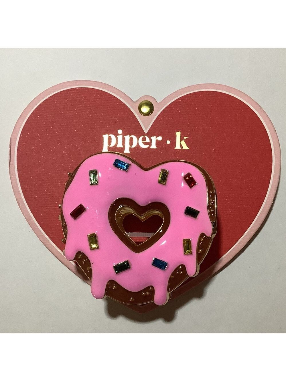 Piper K Heart Shaped Sprinkle Donut Hair Claw Clip New